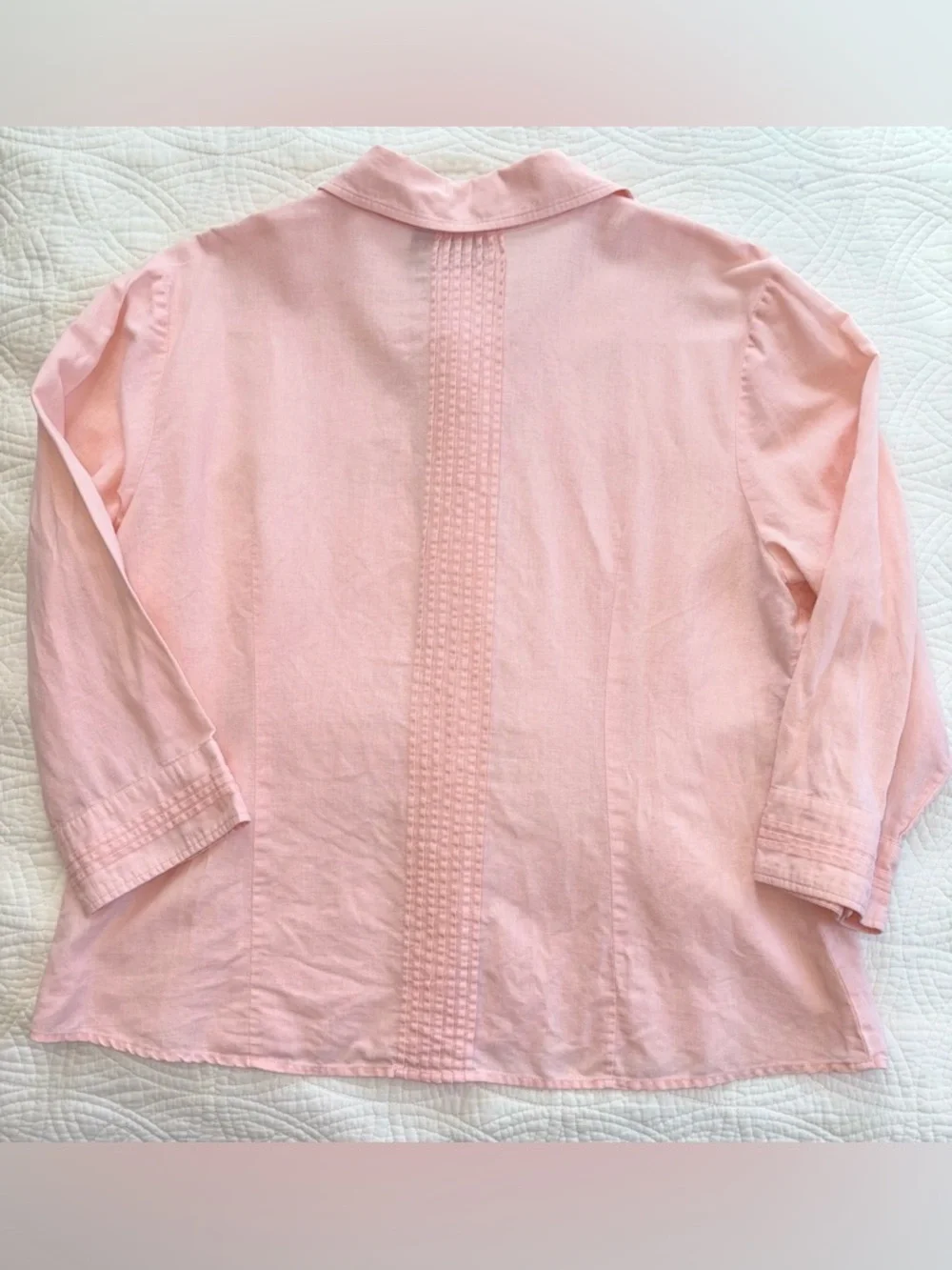 Linen Cotton embroidered XL Shirt Pink Button Front